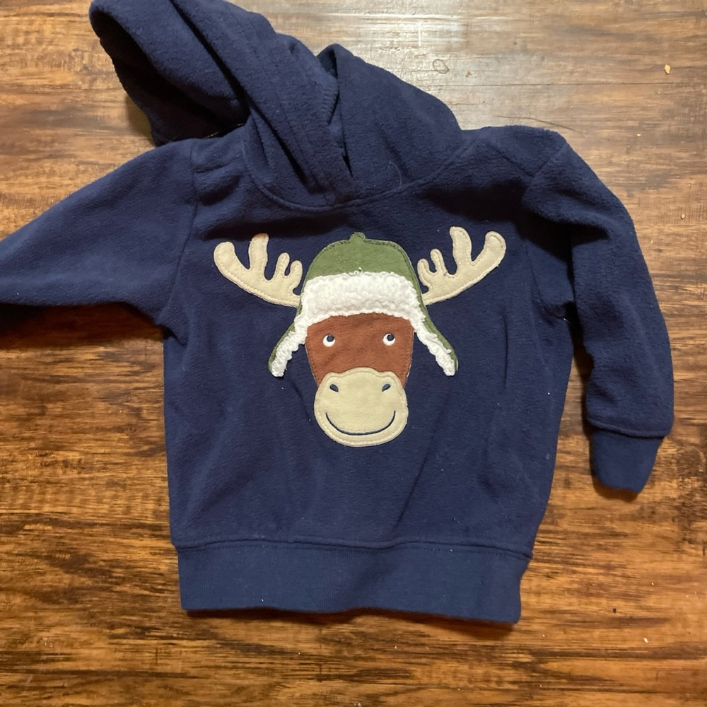 Carter's Navy Hoodie with Moose Design